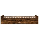 vidaXL Cadre de lit et tiroirs chêne fumé 90x190 cm bois d'ingénierie