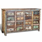 vidaXL Armoire avec 16 tiroirs en style antique Bois massif recyclé