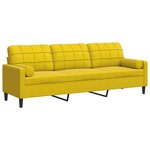 vidaXL Canapé 3 places avec oreillers décoratifs jaune 210 cm velours