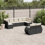 vidaXL Salon de jardin 9 Pièces avec coussins noir résine tressée