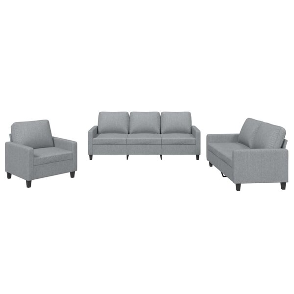 vidaXL Ensemble de canapés 3 Pièces avec coussins Gris clair Tissu