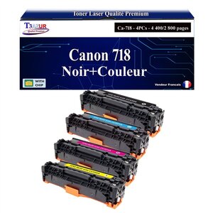 T3AZUR -Lot de 4 Toners compatibles avec Canon 718 pour Canon MF729CX MF8300 MF8330 MF8330CDN (Noir+Couleur)