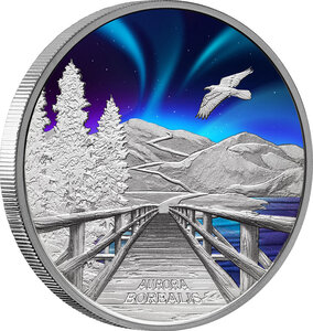 Pièce de monnaie en Argent 1 Dollar g 31.1 (1 oz) Millésime 2023 AURORA BOREALIS