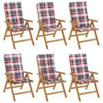 vidaXL Chaises de jardin inclinables et coussins lot de 6 bois teck