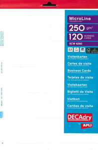 Pack 120 Cartes Visite Blanc 250G.85X54