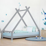 Lit Tipi enfant bois massif naturel 90 x 200 cm
