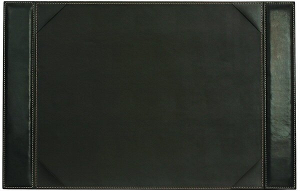Sous-main 'Elyane' Polyuréthane Piqûres sellier 70 x 45 cm 2 rebords Marron foncé SIGN