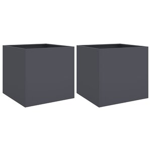 vidaXL Jardinières 2 Pièces anthracite 42x40x39 cm acier laminé à froid