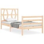 vidaXL Cadre de lit avec tête de lit 90x200 cm bois massif