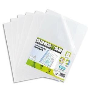 Sachet de 10 pochettes coins STUDENT PP 12/100ème A4 incolore ELBA
