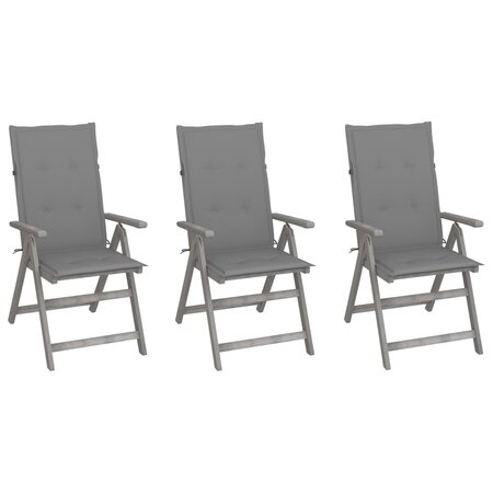 vidaXL Chaises inclinables de jardin lot de 3 et coussins bois acacia