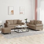 vidaXL Ensemble de canapés 3 Pièces avec coussins cappuccino similicuir