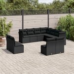 vidaXL Salon de jardin 11 Pièces avec coussins noir résine tressée