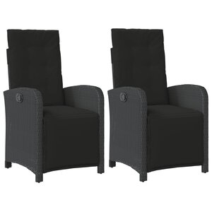 vidaXL Chaises inclinables de jardin lot de 2 repose-pied noir rotin