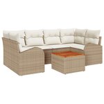 vidaXL Ensemble de canapé de jardin 7 pièces avec coussins beige poly rotin acacia
