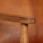 vidaXL Fauteuil Marron Cuir véritable avec bois d'acacia