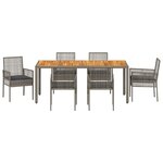 vidaXL Ensemble de jardin 7 pièces avec coussins gris en poly rotin