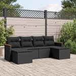 vidaXL Salon de jardin 6 Pièces avec coussins noir résine tressée