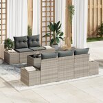 vidaXL Canapé de jardin 6 pièces avec coussins Gris clair en Rotin synthétique
