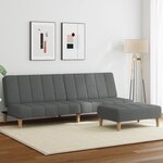 vidaXL Canapé-lit à 2 places avec repose-pied gris foncé tissu