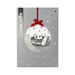 Carte de voeux - fêtes de fin d'année joyeux noël très bonne année boule a neige