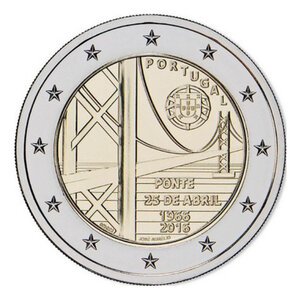 2 euros commémorative Portugal 2016 - Pont suspendu.