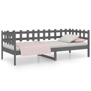 vidaXL Lit de jour Gris 90x200 cm Bois de pin massif
