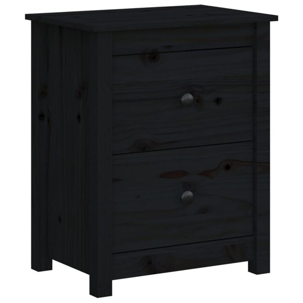 vidaXL Table de chevet Noir 50x35x61 5 cm Bois de pin massif