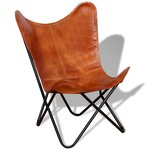 vidaXL Chaise papillon Marron Cuir véritable