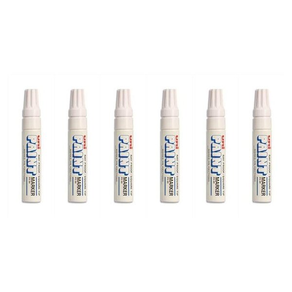 Lot de 6 marqueurs peinture indélibile  PX-30 - Pointe Biseautée - Blanc
