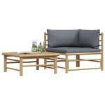 vidaXL Salon de jardin 2 Pièces avec coussins gris foncé Bambou
