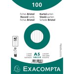 Paquet 100 Fiches Sous Film - Bristol Ligné Non Perforé 148x210mm - Blanc - X 10 - Exacompta