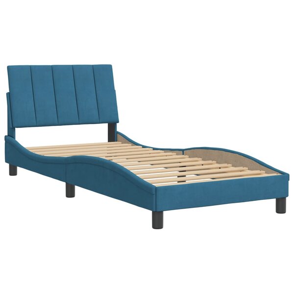 vidaXL Cadre de lit avec tête de lit bleu 90x190 cm velours