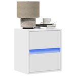 vidaXL Table de chevet murale avec lumières LED blanc