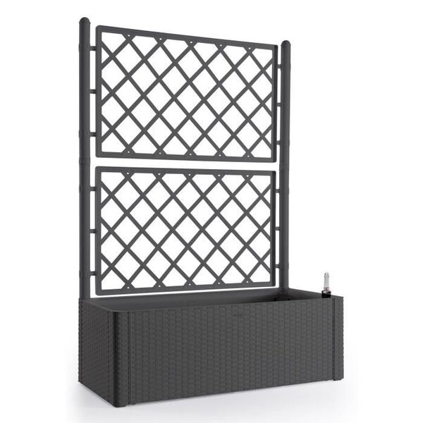 STEFANPLAST Bac a fleurs rectangulaire Natural Deluxe avec treillis - 100 x 43 x H 142 cm - 90 + 6,5 L dans la réserve - Anthracite
