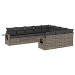 vidaXL Salon de jardin avec coussins 10 Pièces gris résine tressée