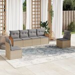 vidaXL Salon de jardin avec coussins 6 Pièces beige résine tressée