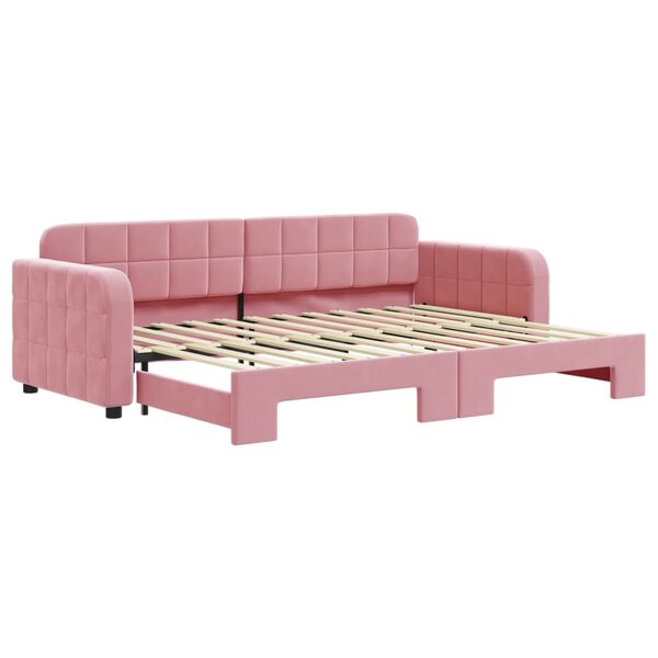 vidaXL Lit de jour avec lit gigogne rose 80x200 cm velours