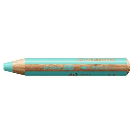 Crayon multi-talents woody 3en1  rond  bleu pastel stabilo