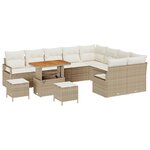 Ensemble de 12 pièces vieXL avec coussins en rotin beige