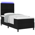 vidaXL Lit à ressorts en boîte avec matelas & LED noir 90x200 cm en tissu