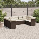 vidaXL Salon de jardin avec coussins 9 Pièces marron résine tressée