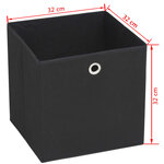 vidaXL Boîte de rangement 4 Pièces Tissu non-tissé 32x32x32 cm Noir