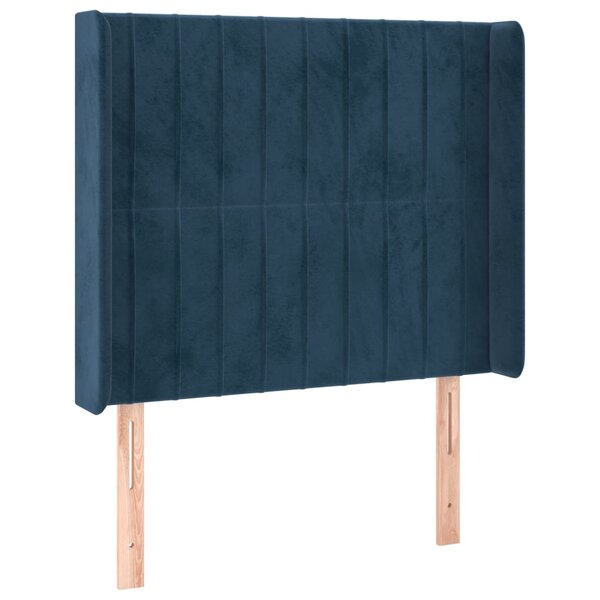 vidaXL Tête de lit avec oreilles Bleu foncé 93x16x118/128 cm Velours