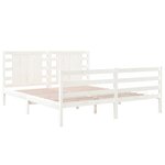 vidaXL Cadre de lit Blanc Bois de pin massif 150x200 cm Très grand