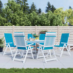 vidaXL Coussins de chaise de jardin à dossier haut lot de 6 bleu tissu