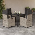 vidaXL Ensemble à manger de jardin et coussins 5 Pièces gris clair rotin