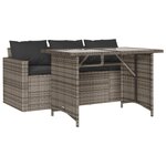 vidaXL Ensemble à manger de jardin et coussins 2 Pièces gris rotin