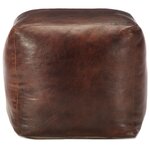 vidaXL Pouf 40 x 40 x 40 cm Marron foncé Cuir véritable de chèvre