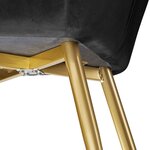 Lot de 6 chaises pieds doré siège de salon cuisine salle à manger design élégant velours noir 08_0000065